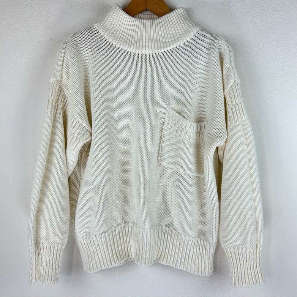 Vtg Sterling Harris Women’s Cream Knit Pocket Sweater Size L